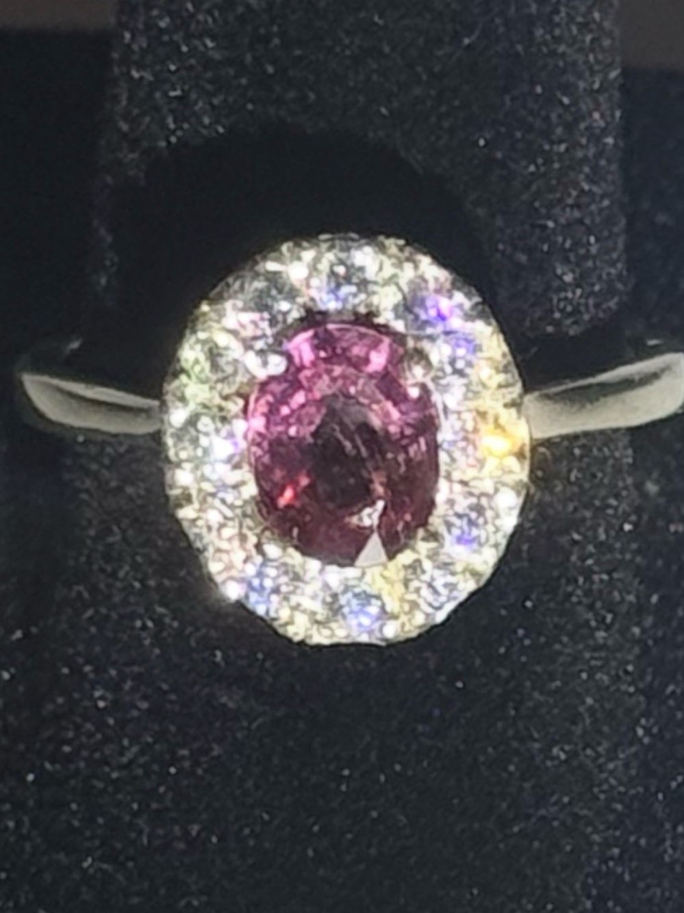 Pink Halo Oval Gemstone Ring - Unbranded